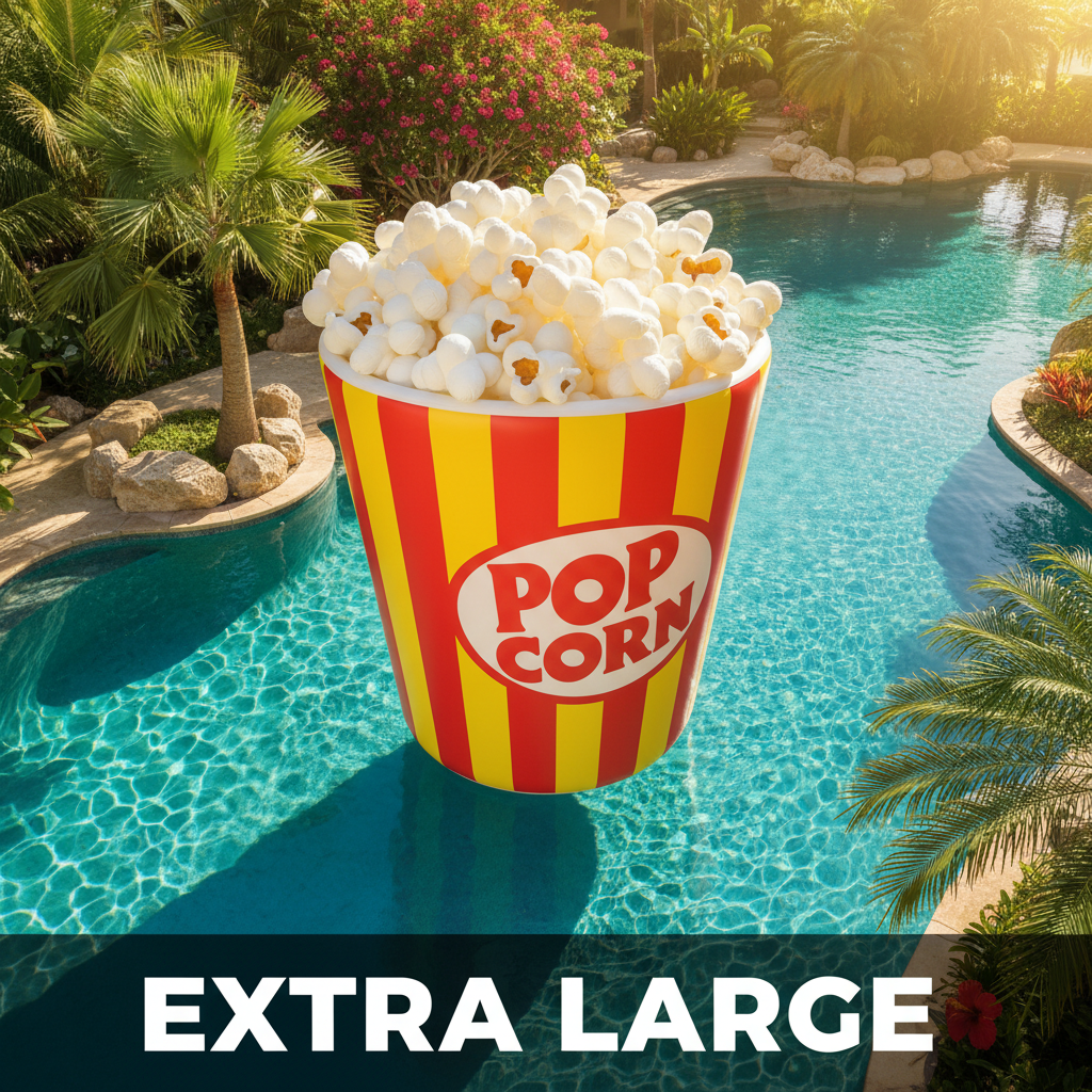 Popcorn bucket pool float in a pool